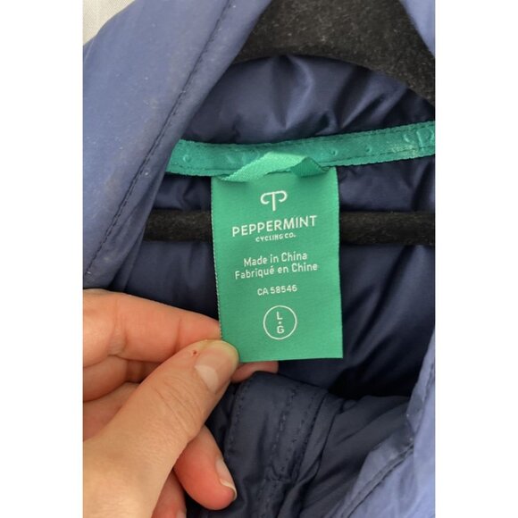 Peppermint Cycling Dark Blue & Green Puffer Down & Fleece Vest Women's Size L - Picture 5 of 13
